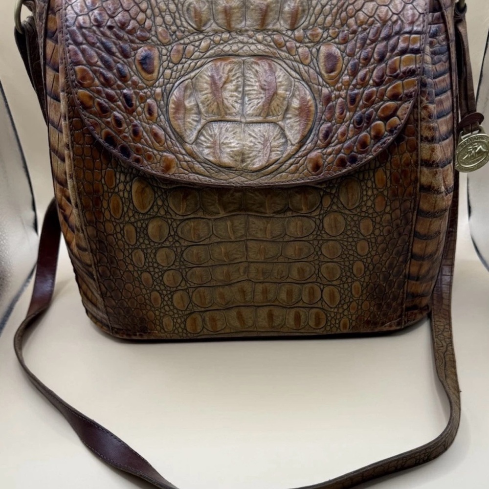 Brahmin Brown Crossbody Bag with Exotic Texture